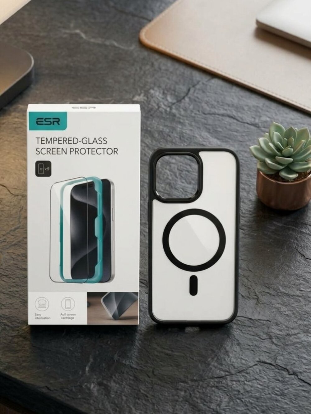 Bundle for iPhone 16 Pro Max – Matte Black MagSafe Case & Tempered Glass Screen